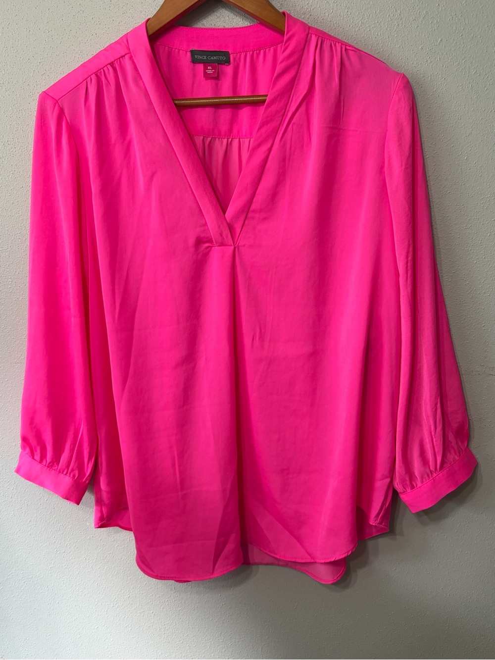 Vince Camuto Bright Pink V-Neck Blouse